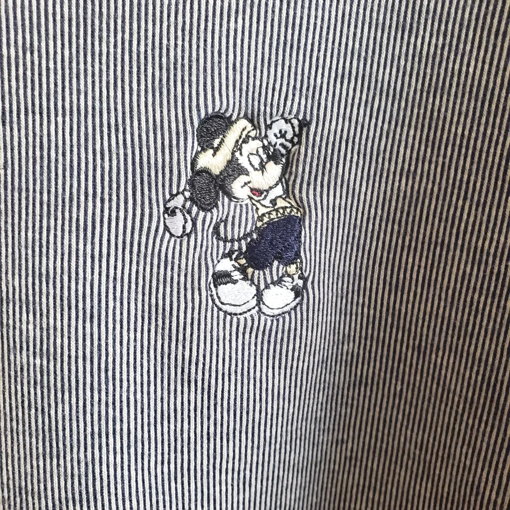 #Disney World Polo Shirt Pinstripe stretch cotton# - Picture 2 of 11